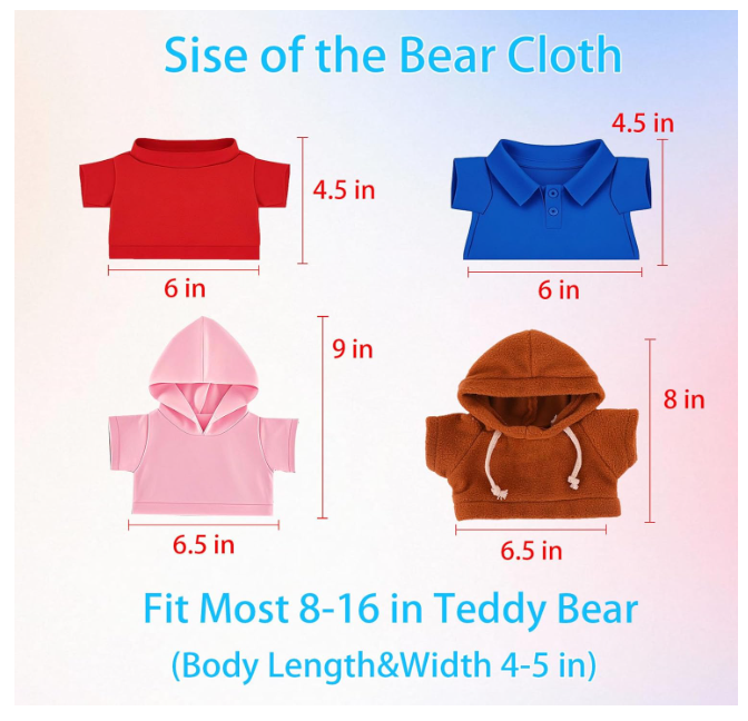 Personalized Teddy Bear Clothes with Photo Name, Custom Stuffed Animal Clothes Fit 8-16 inch Stuffed Bear Clothing