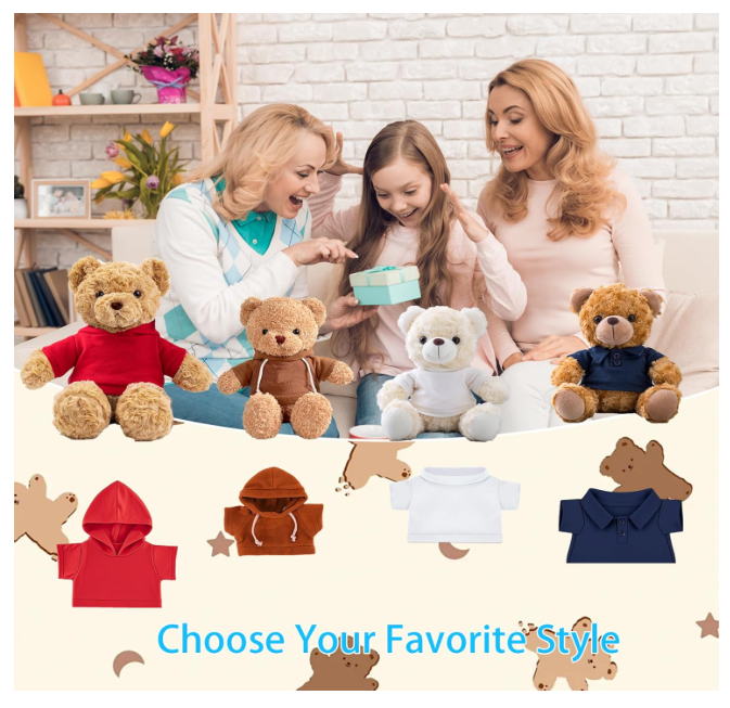 Personalized Teddy Bear Clothes with Photo Name, Custom Stuffed Animal Clothes Fit 8-16 inch Stuffed Bear Clothing