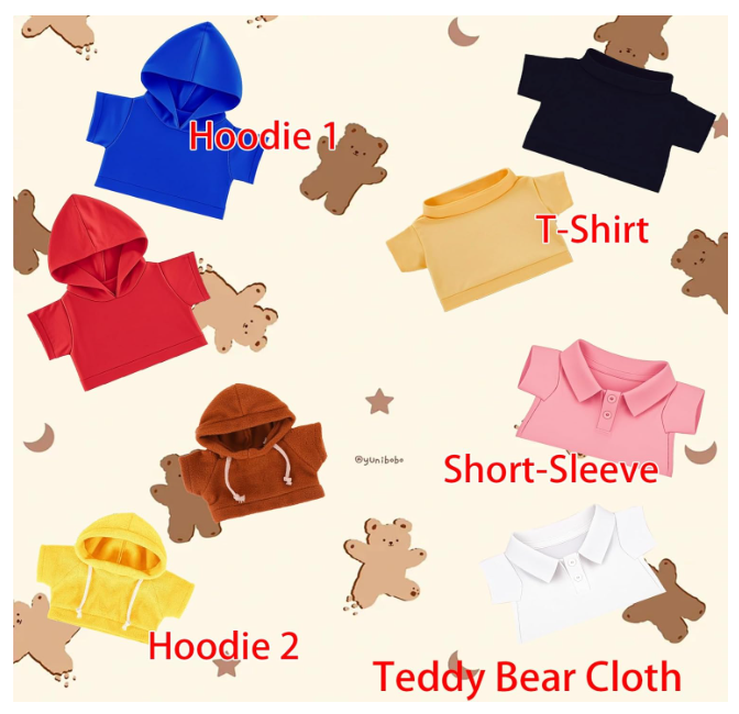 Personalized Teddy Bear Clothes with Photo Name, Custom Stuffed Animal Clothes Fit 8-16 inch Stuffed Bear Clothing