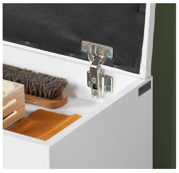 Shoe Storage Bench with Flip Top and Cushion Seat: White Entryway Bench with Two-Tier Shoe Rack, Hidden Compartment for Shoes