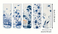 12Pcs White Blue Ceramic Style Magnetic Bookmark Set Various Patterns Paper Page Marker Clip Reading Accessories