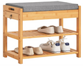 Bamboo Shoe Rack Bench with Lift Up Top and Seat Cushion Shoe Storage Bench Organizer