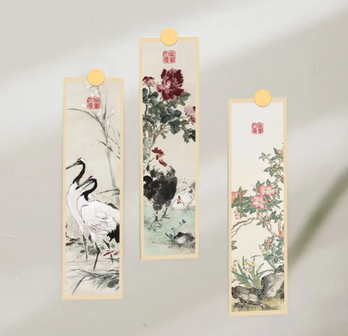 30Pcs Chinese Painting Style Bookmarks-Traditional Ink Painting Design Reading Page Markers for Books and Notebooks Student Stationery