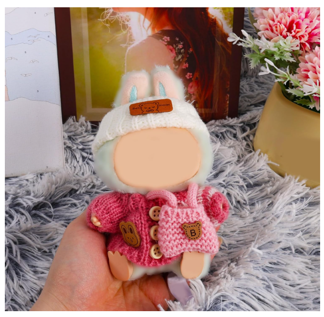 3pcs Clothes Outfit for 17cm Dolls, Adorable Pink White Doll Accessories with Designer Clothes Hat