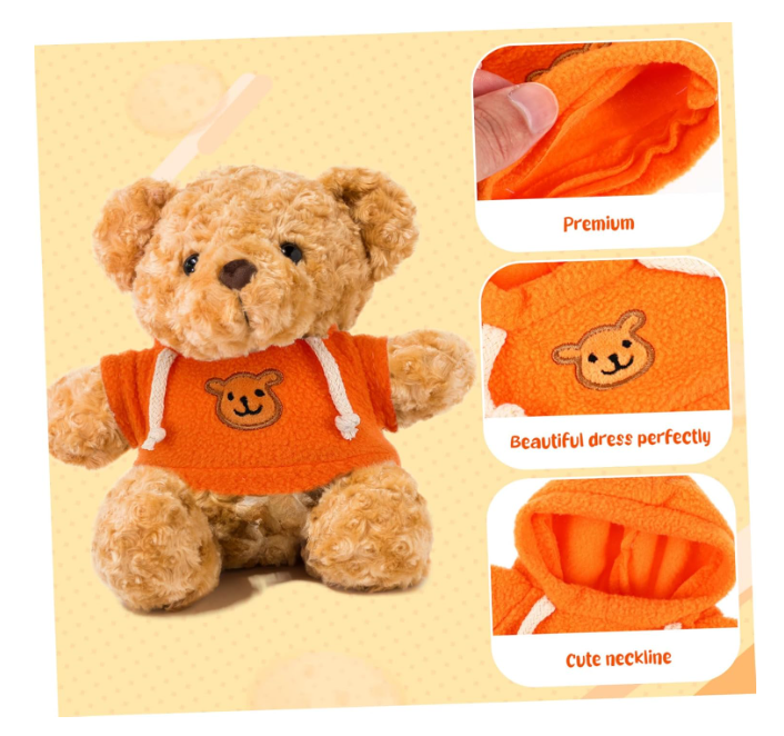 Milisten 2pcs Bear Doll Clothes Soft Hoodie Accessories